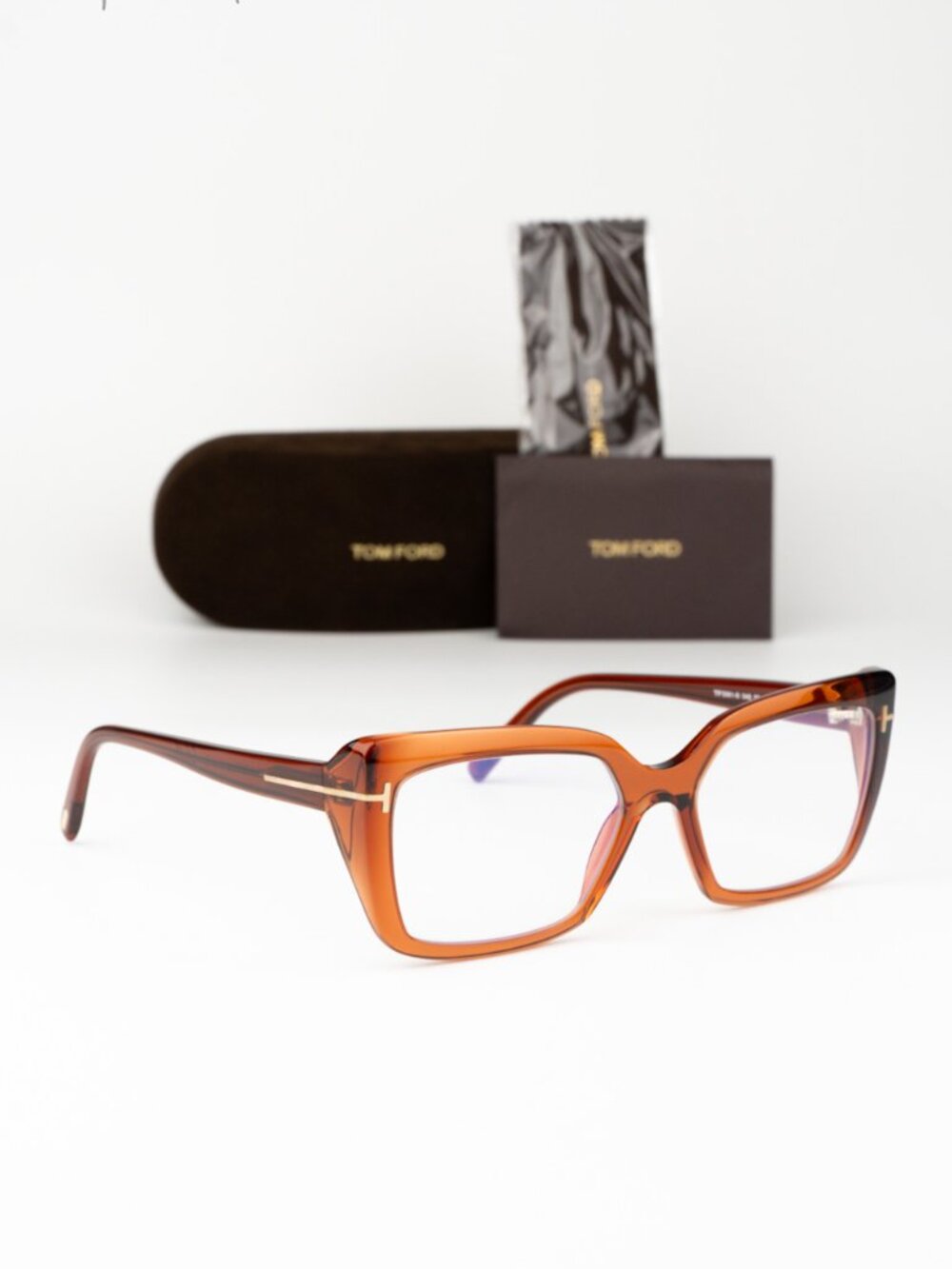 Tom Ford Women Eyeglasses Brown Rectangular FT5991-B 048 NEW AUTHENTIC